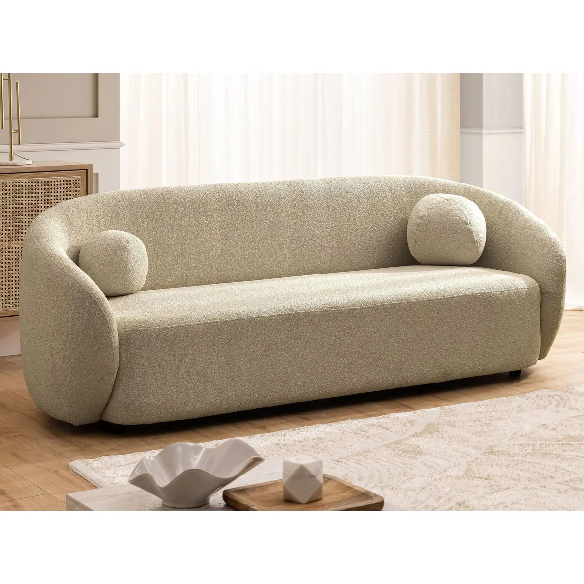 S-Style Möbel Roundi Polstergarnitur 3+2+1, Eleganz & Komfort in Bouclé 5