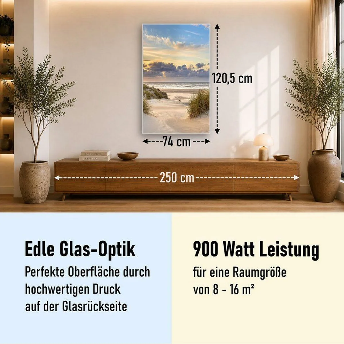 STEINFELD Heizsysteme Infrarotheizung Glas-Bild 900W, effiziente Wärme & modernes Design 2