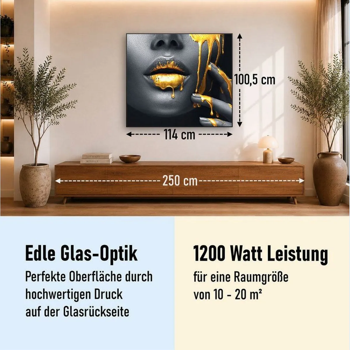 STEINFELD Heizsysteme Infrarotheizung Glas-Bild 1200 W, elegantes Design & gleichmäßige Wärme 2