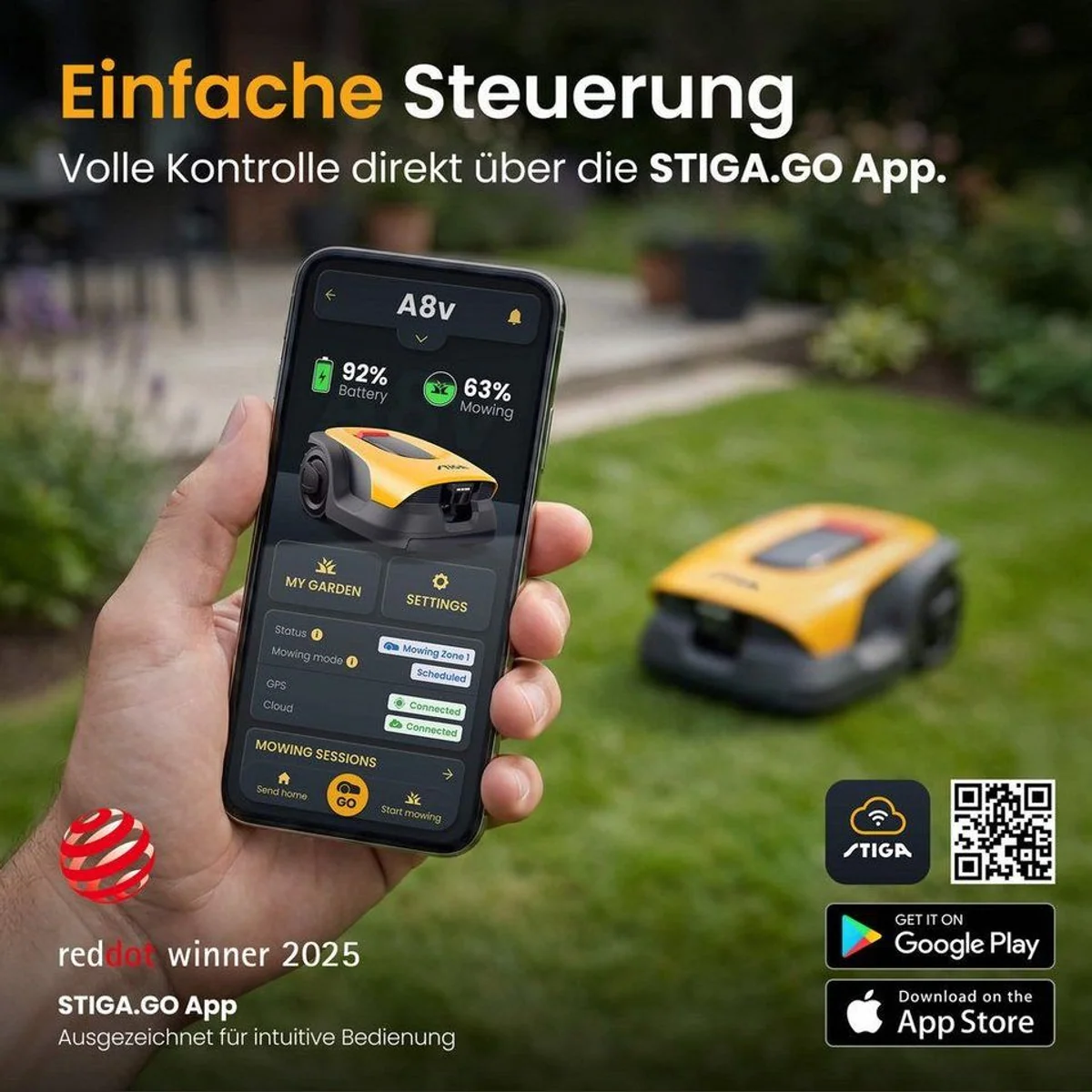 STIGA GARDEN Rasenmähroboter A 8v, für Gärten bis 800 m², App-Steuerung, KI-Navigation 5