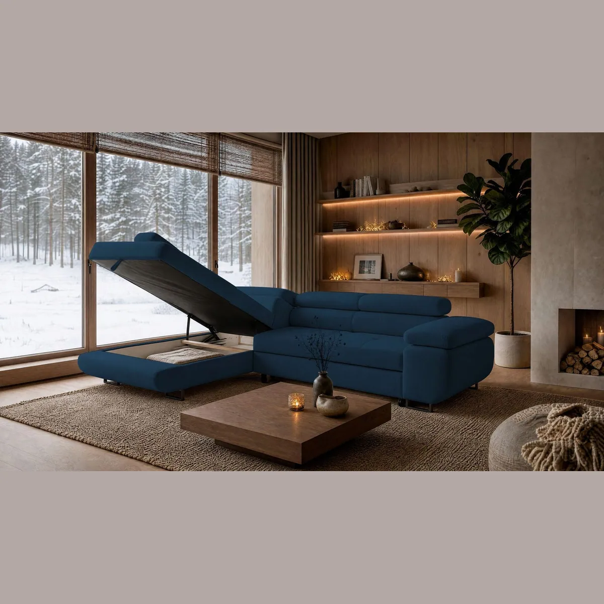 storez24 Ecksofa Velmo, elegante L-Form, mit Schlaffunktion und Bettkasten 3