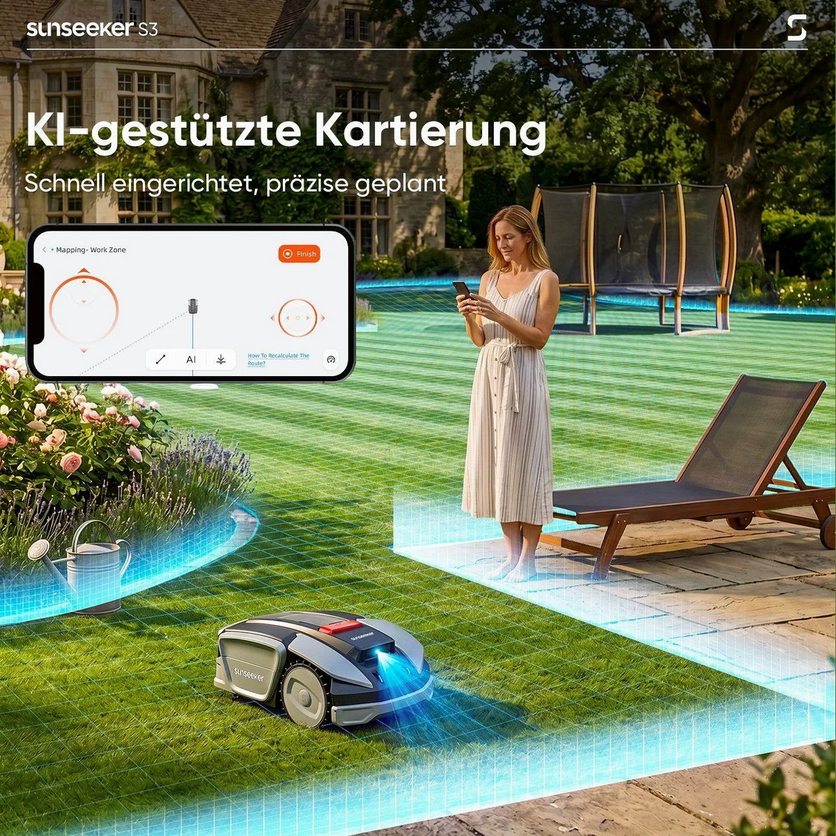 Sunseeker S3 Rasenmähroboter, für Gärten bis 800 m², KI-Kartierung, App-Steuerung 5