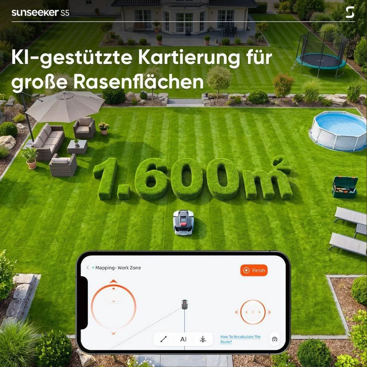 Sunseeker S5 Rasenmähroboter, Allradantrieb, KI-Kartierung, App-Steuerung 5