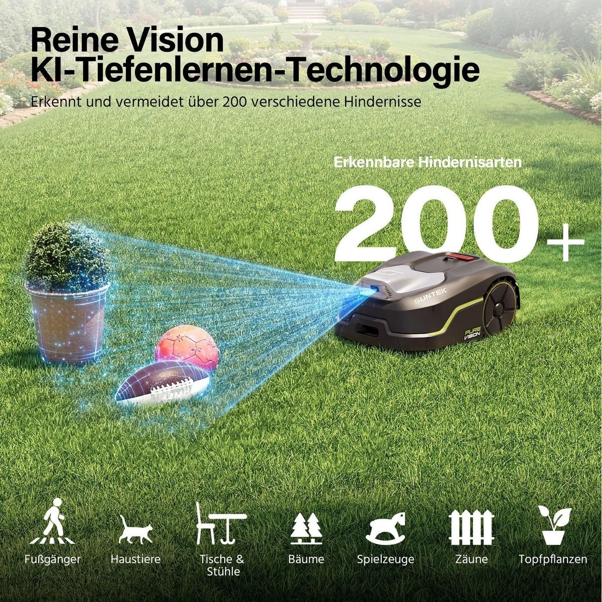 SUNTEK Pure Vision Mähroboter, intelligente Rasenpflege ohne Begrenzungskabel 2