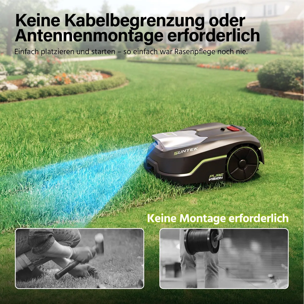 SUNTEK Pure Vision Mähroboter, intelligente Rasenpflege ohne Begrenzungskabel 3