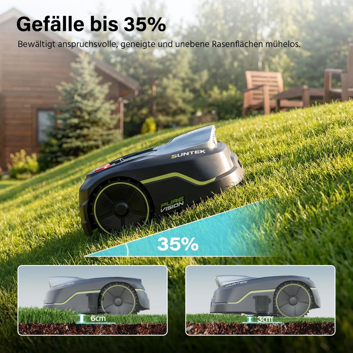 SUNTEK Pure Vision Mähroboter, intelligente Rasenpflege ohne Begrenzungskabel 4