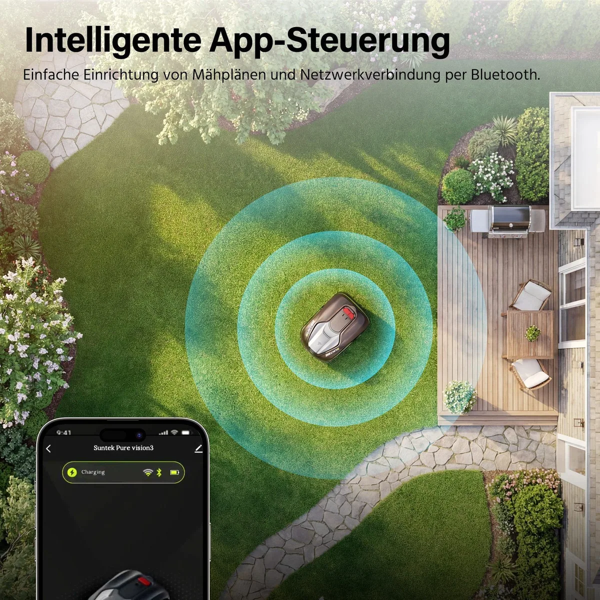 SUNTEK Pure Vision Mähroboter, intelligente Rasenpflege ohne Begrenzungskabel 5