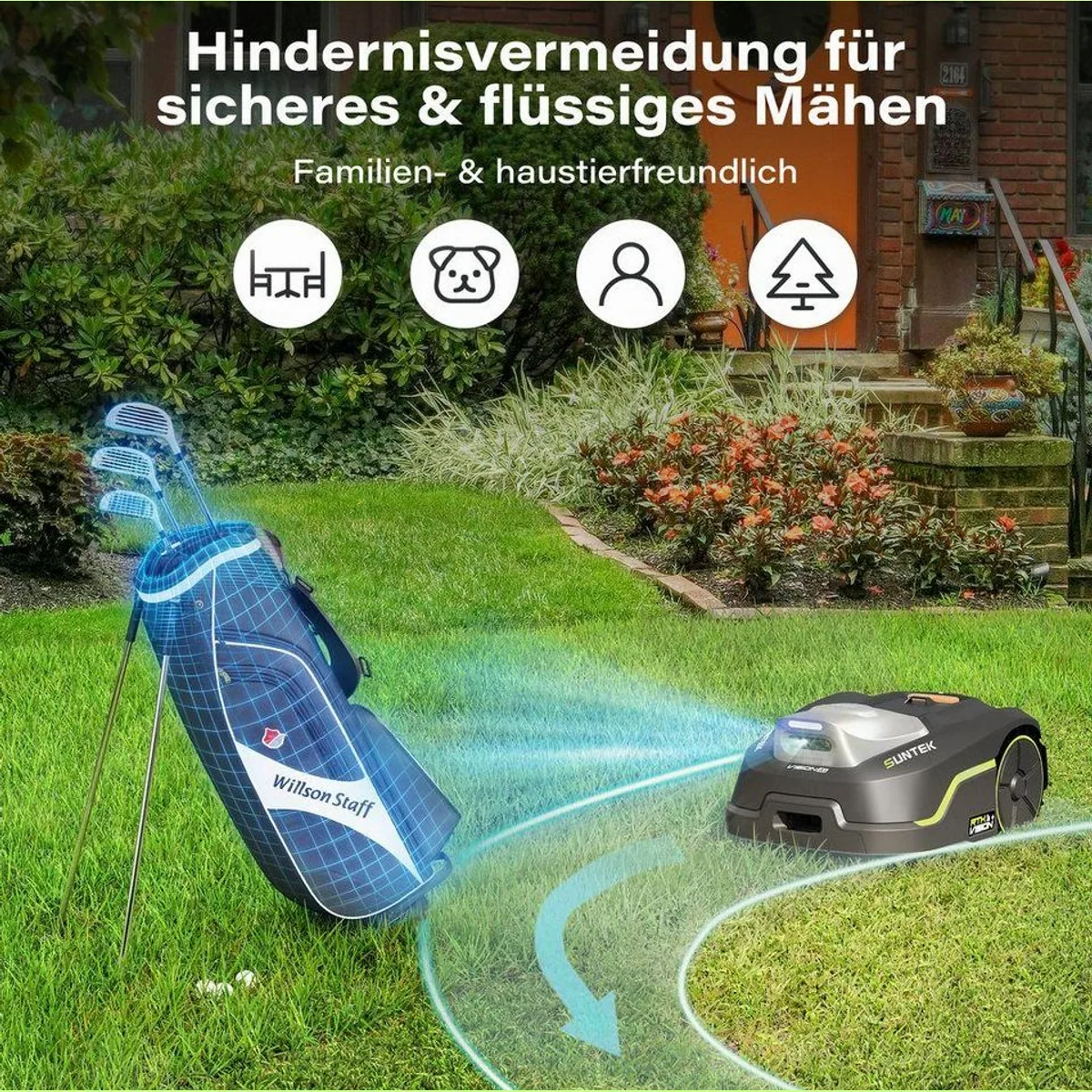 Suntek RTK+Vision+TOF LiDAR Mähroboter, kabellos, KI-Hindernisvermeidung, bis 500 m² 3