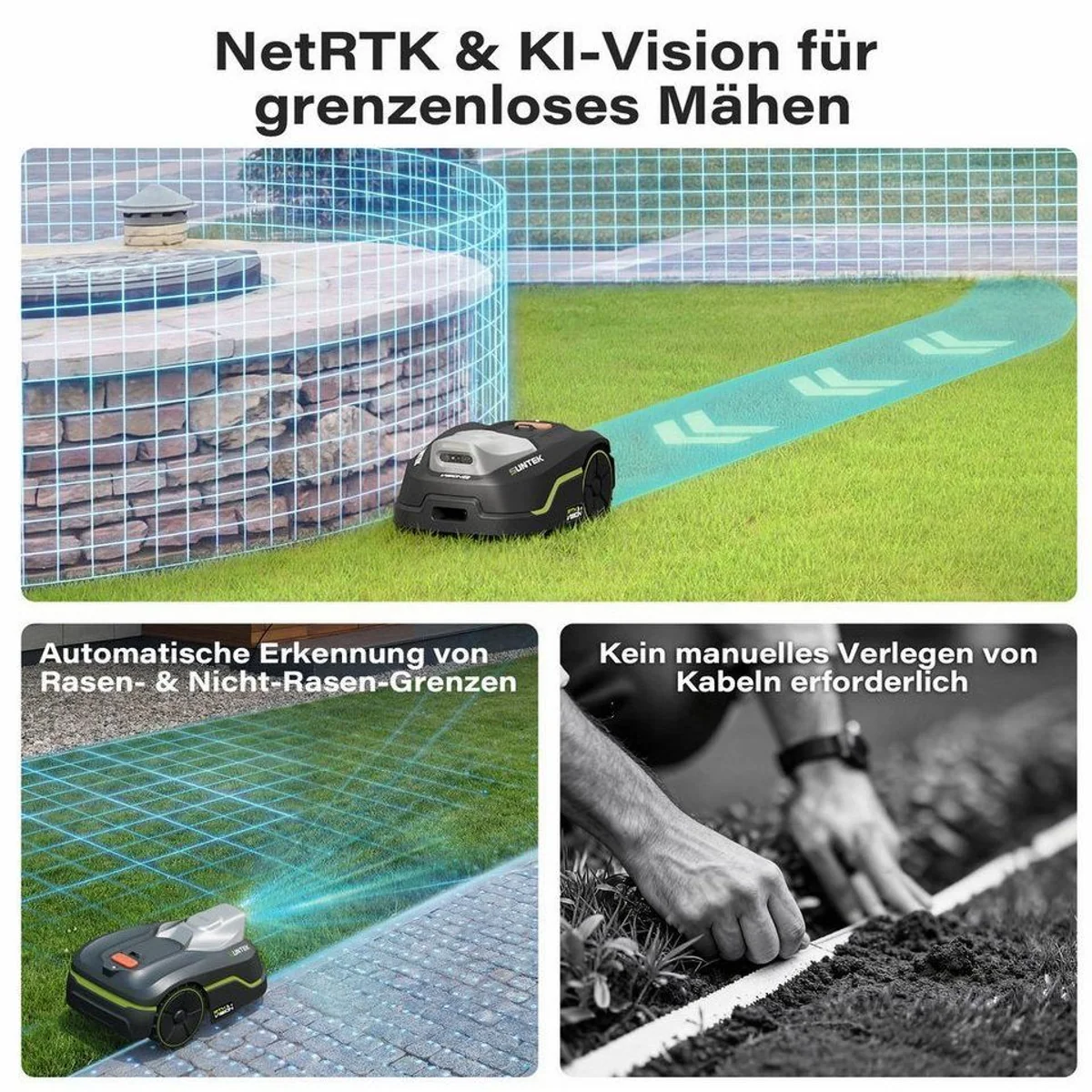 Suntek RTK+Vision+TOF LiDAR Mähroboter, kabellos, KI-Hindernisvermeidung, bis 500 m² 5