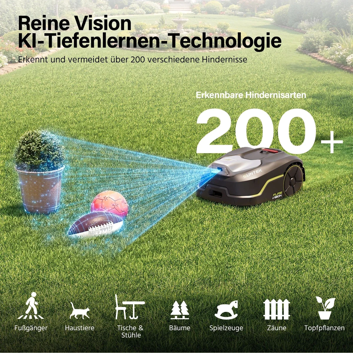 Suntek Pure Vision Mähroboter, kabellos, App-gesteuert, für Flächen bis 250 m² 2