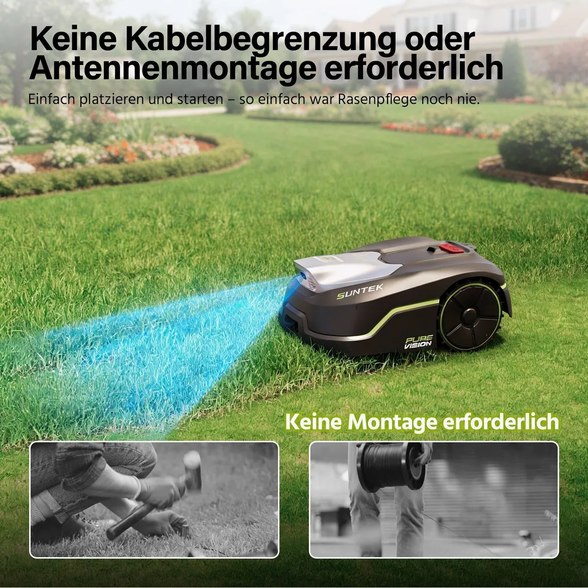 Suntek Pure Vision Mähroboter, kabellos, App-gesteuert, für Flächen bis 250 m² 3
