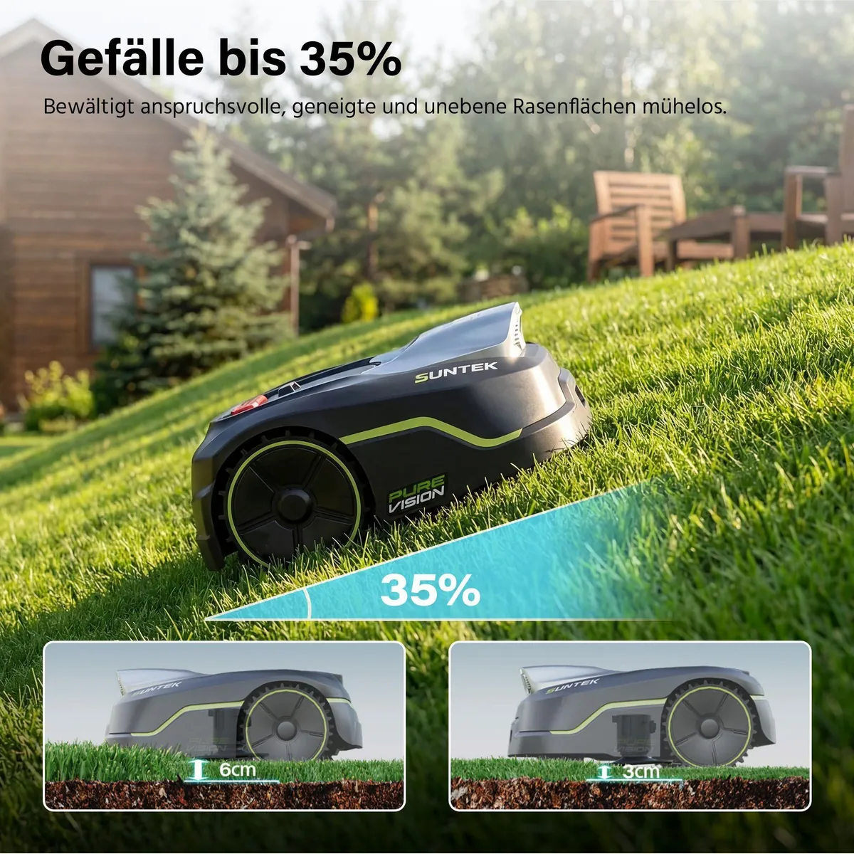 Suntek Pure Vision Mähroboter, kabellos, App-gesteuert, für Flächen bis 250 m² 4