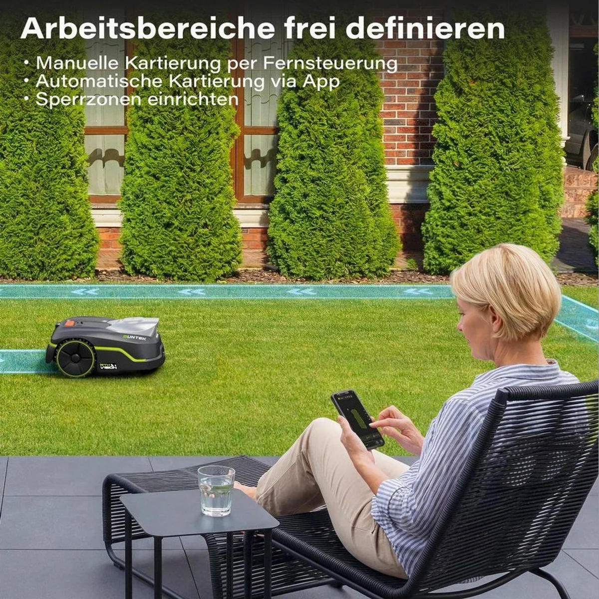 SUNTEK Rasenmähroboter RTK+Vision+TOF LiDAR, kabellos, KI-Hindernisvermeidung, bis 500 m² 2
