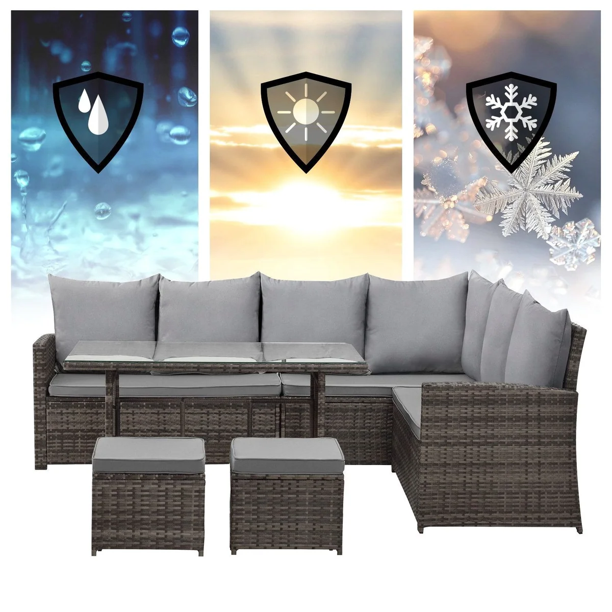 SVITA MONROE Garten-Lounge Set, 4-teilig, pflegeleicht, robust, komfortabel 4