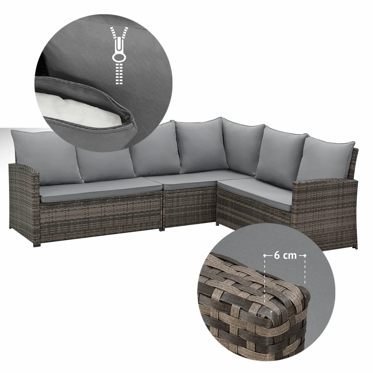 SVITA MONROE Garten-Lounge Set, 4-teilig, pflegeleicht, robust, komfortabel 5