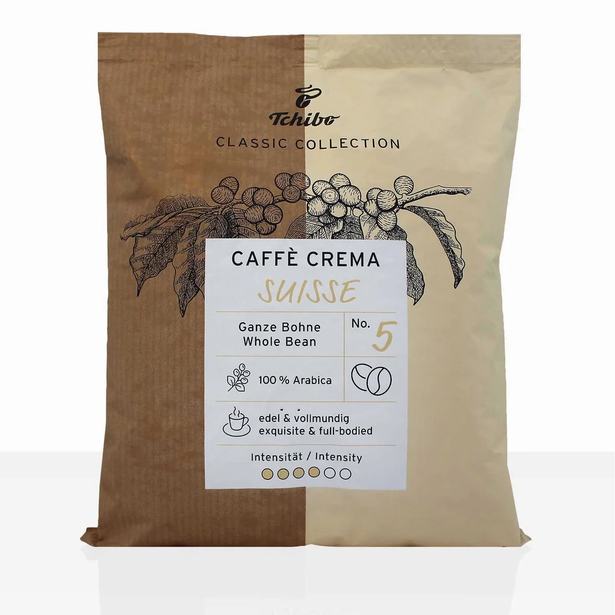 Tchibo Caffe Crema Suisse, 100% Arabica, mild-aromatisch — 10 x 500g Kaffeebohnen