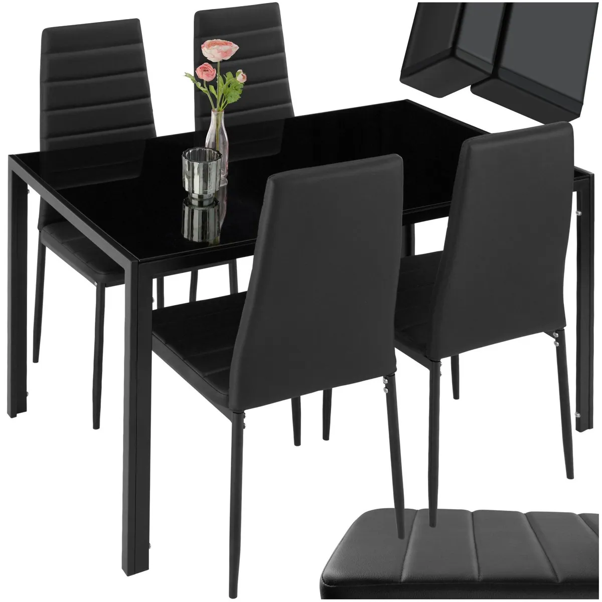 tectake Essgruppe Berlin, elegantes Design, Kunstlederstühle — leicht, stabil, pflegeleicht