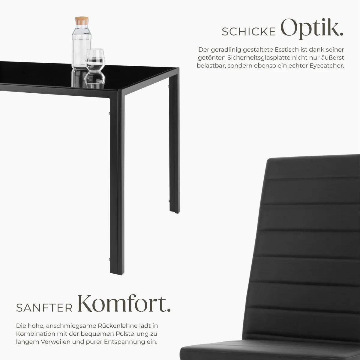 tectake Essgruppe Berlin, elegantes Design, Kunstlederstühle — leicht, stabil, pflegeleicht 3