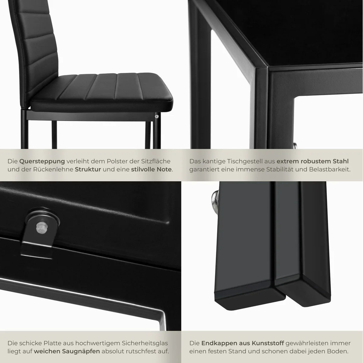 tectake Essgruppe Berlin, elegantes Design, Kunstlederstühle — leicht, stabil, pflegeleicht 4