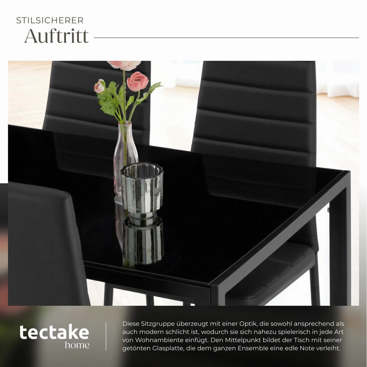 tectake Essgruppe Berlin, elegantes Design, Kunstlederstühle — leicht, stabil, pflegeleicht 5