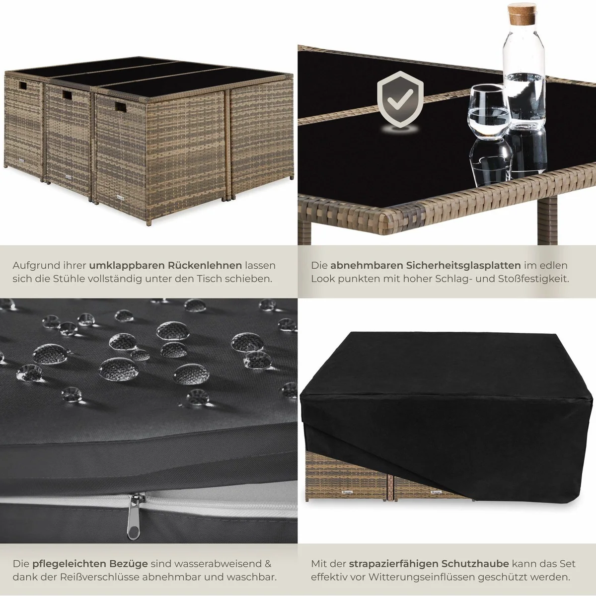 tectake Rattan-Gartenlounge Malaga, für 6-10 Personen, wetterbeständig und pflegeleicht 5