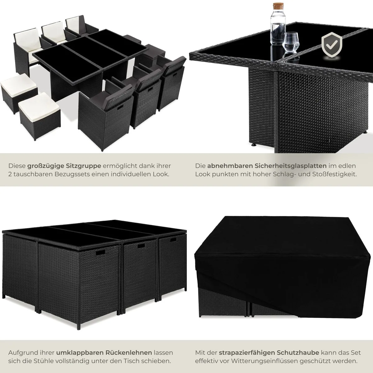tectake Rattan Sitzgruppe New York, für 6-10 Personen, wetterfest, inkl. 2 Bezugssets 5