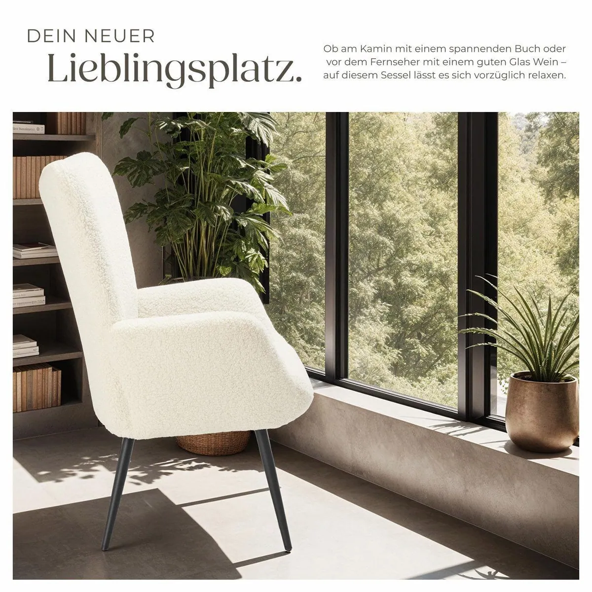 tectake Hygge Relaxsessel, gepolstert, ergonomisch, stilvolles Design — für entspanntes Sitzen 3
