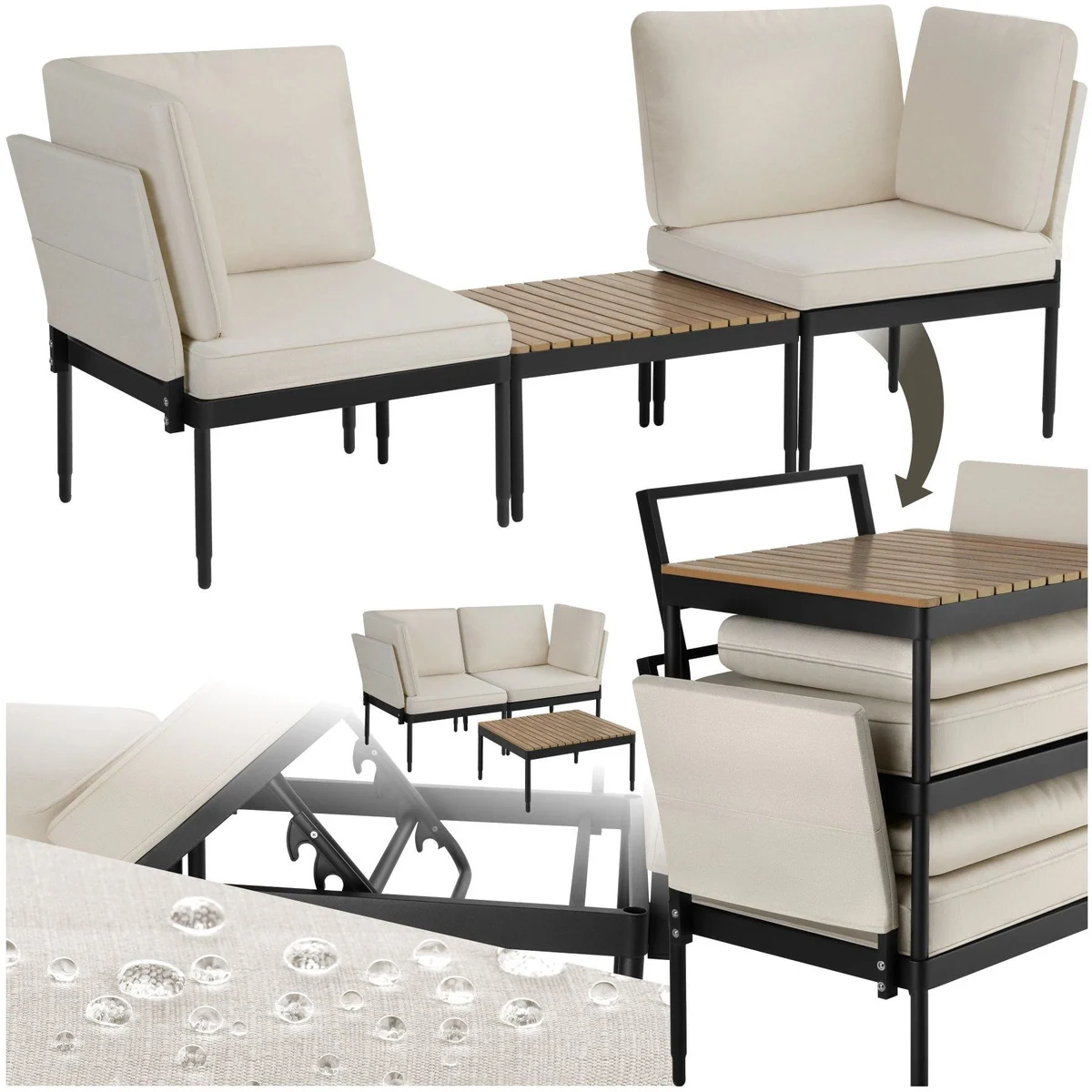 tectake Gartenlounge-Set Magaluf, wetterfest und stapelbar — Flexibilität, Komfort, stilvolles Design