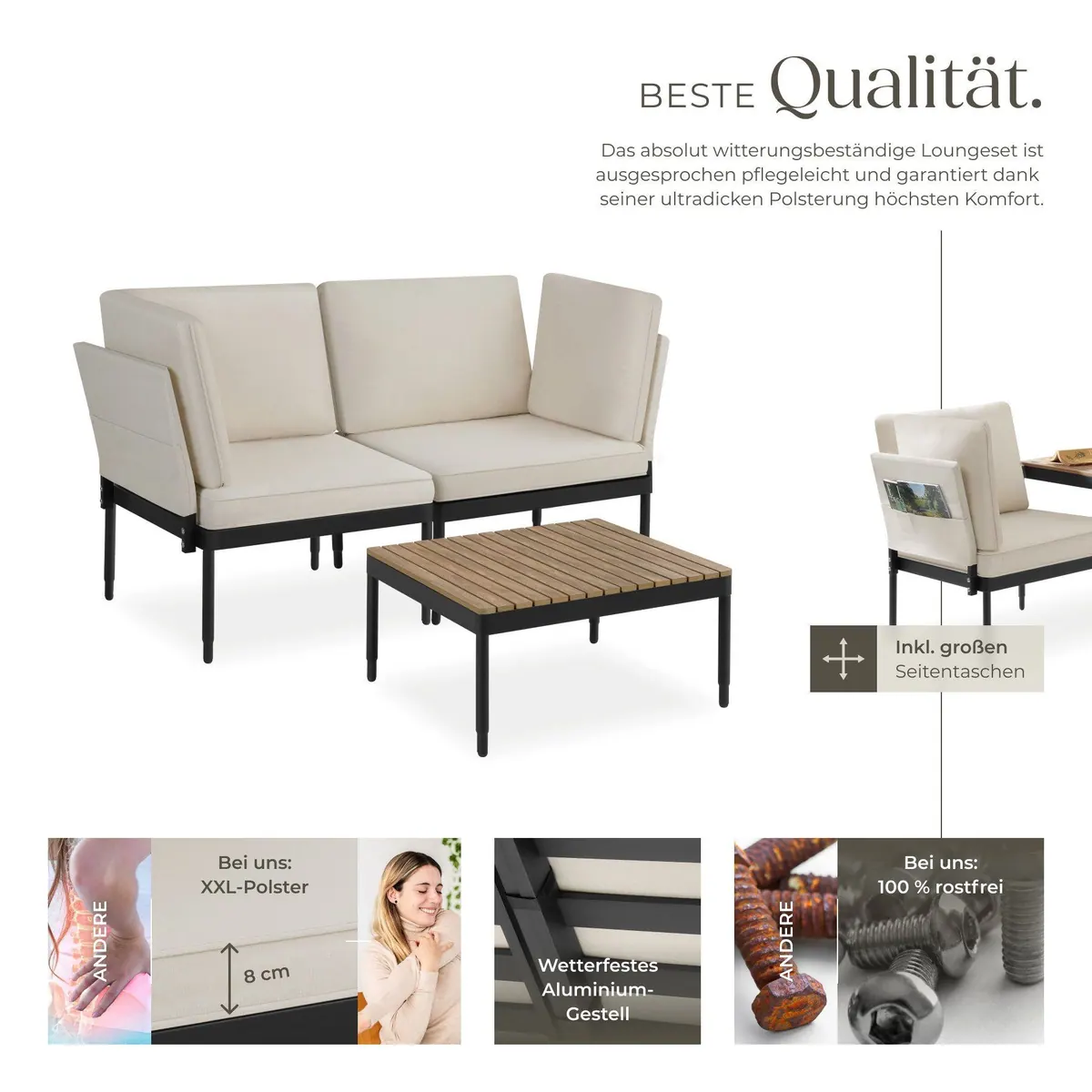 tectake Gartenlounge-Set Magaluf, wetterfest und stapelbar — Flexibilität, Komfort, stilvolles Design 3