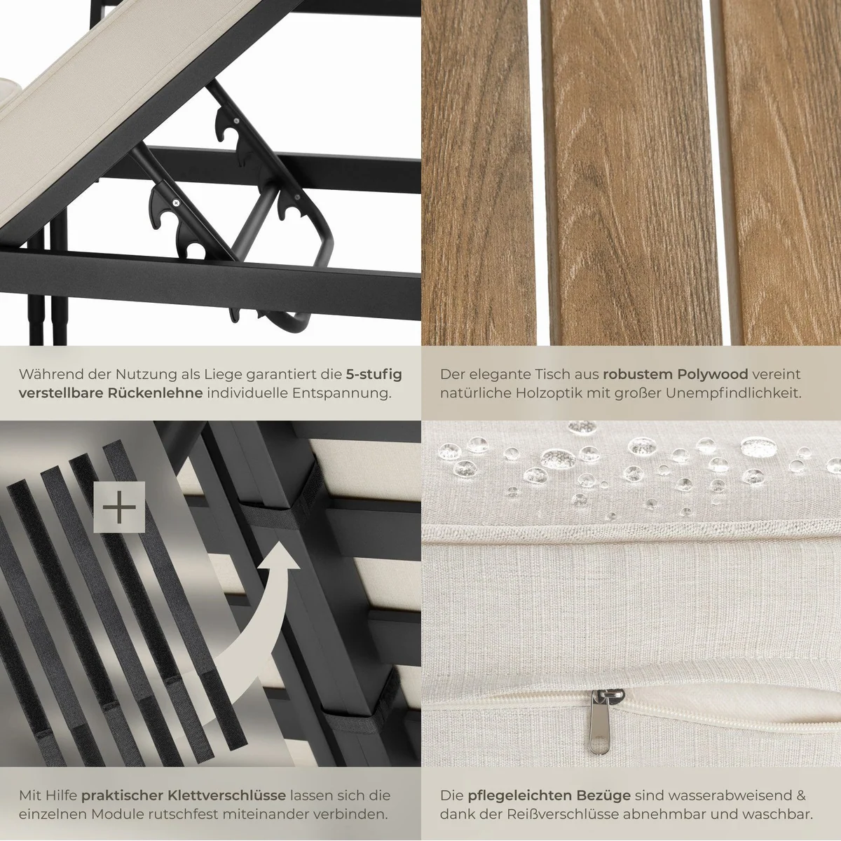 tectake Gartenlounge-Set Magaluf, wetterfest und stapelbar — Flexibilität, Komfort, stilvolles Design 5