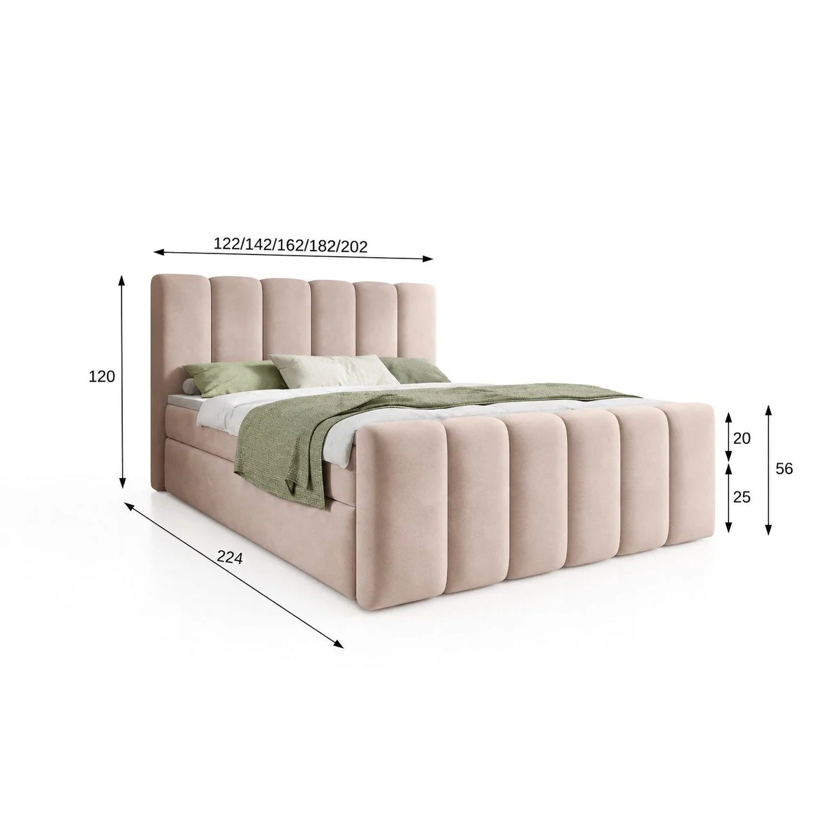 thematys Boxbett mit Bettkasten 140x200–200x200 cm, Velours oder Bouclé Bezug, H3 Matratze + 3cm Topper 5