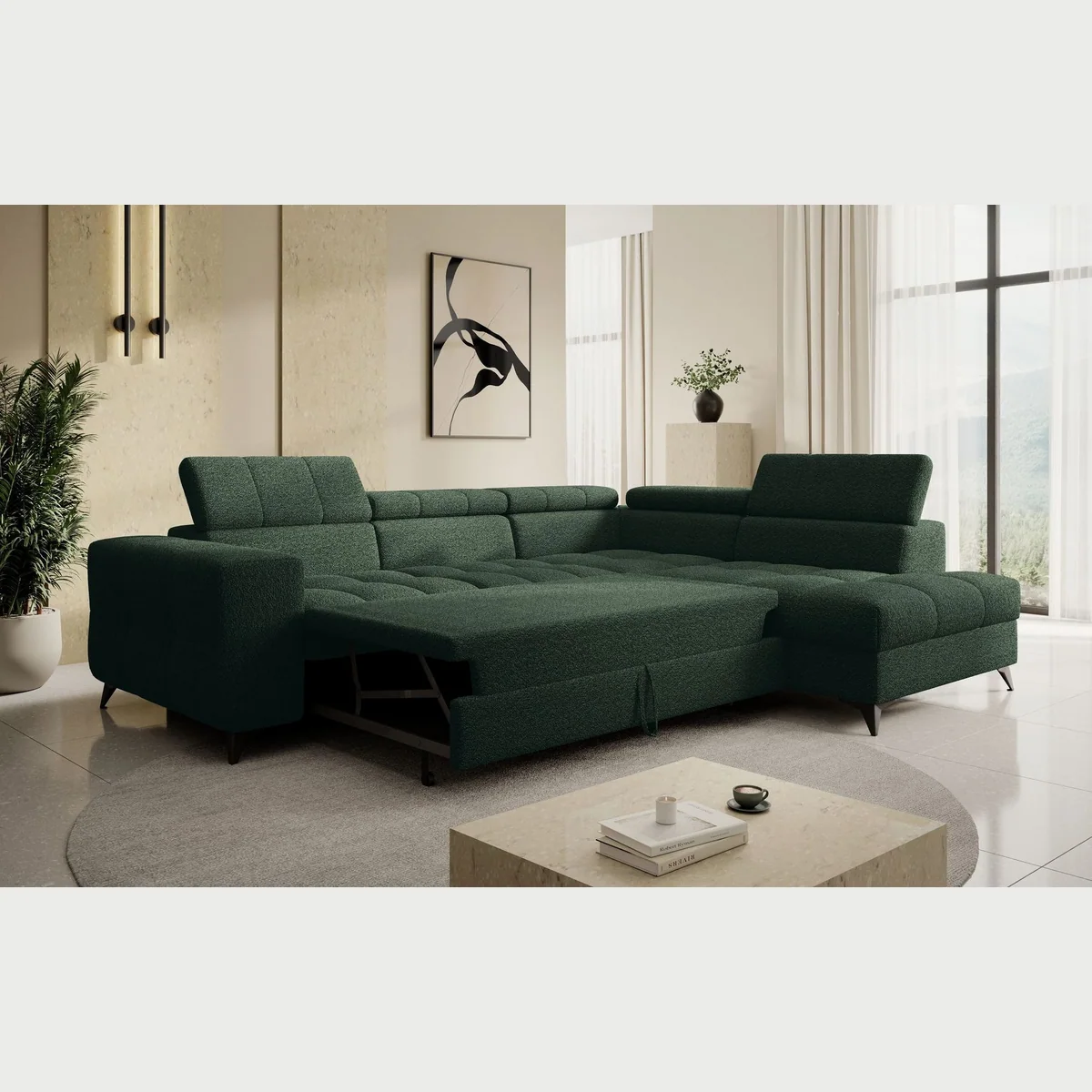 thematys Ecksofa SORANO, Schlaffunktion, Bettkasten, verstellbare Kopfstützen — L-Form 270×203 cm 3