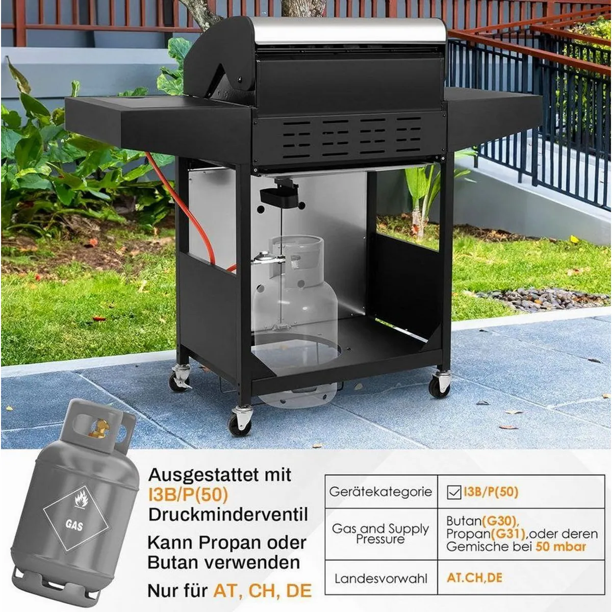 TLGREEN Gasgrill 4+1 Brenner, 15 kW Heizleistung, vielseitiger Grillwagen für BBQ und Camping 3