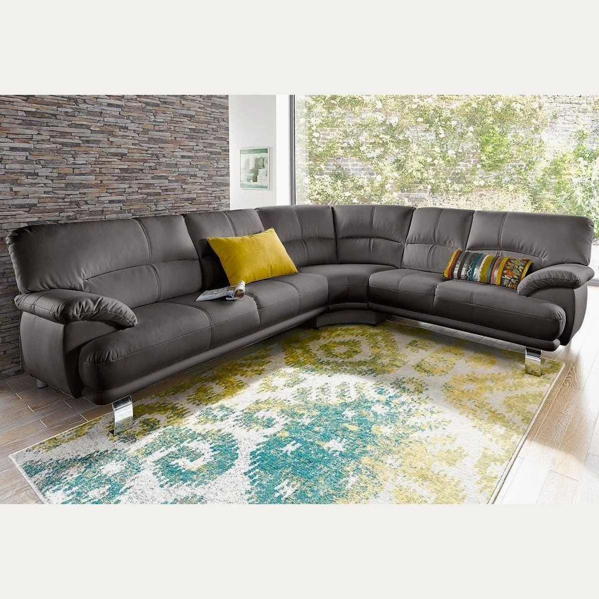 TRENDMANUFAKTUR Ecksofa Cecilia, italienisches Design, L-Form, komfortable Armlehnen