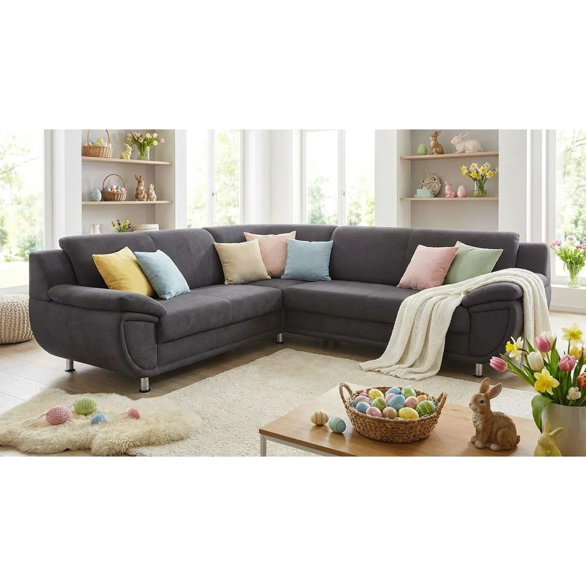 TRENDMANUFAKTUR Ecksofa L-Form, breiten Armlehnen und attraktiven Ziernähten 5