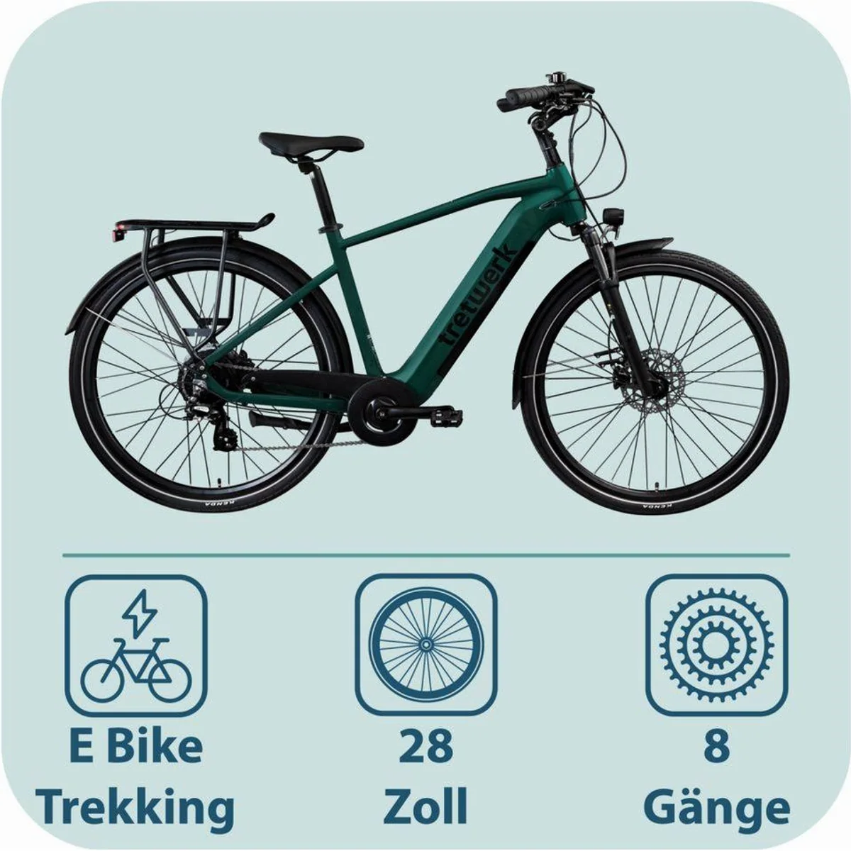 Tretwerk Onyx E-Bike Trekkingrad, 8-Gang Shimano Altus, Heckmotor, 540 Wh 2