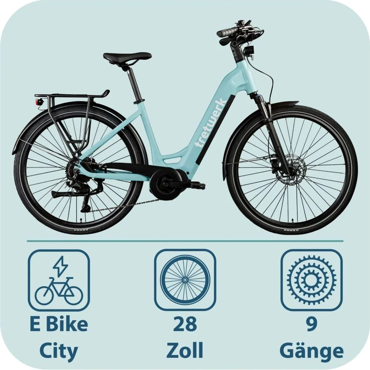 Tretwerk E-Bike Cityrad Amber, 9 Gang Shimano Cues, Mittelmotor, 733 Wh 5