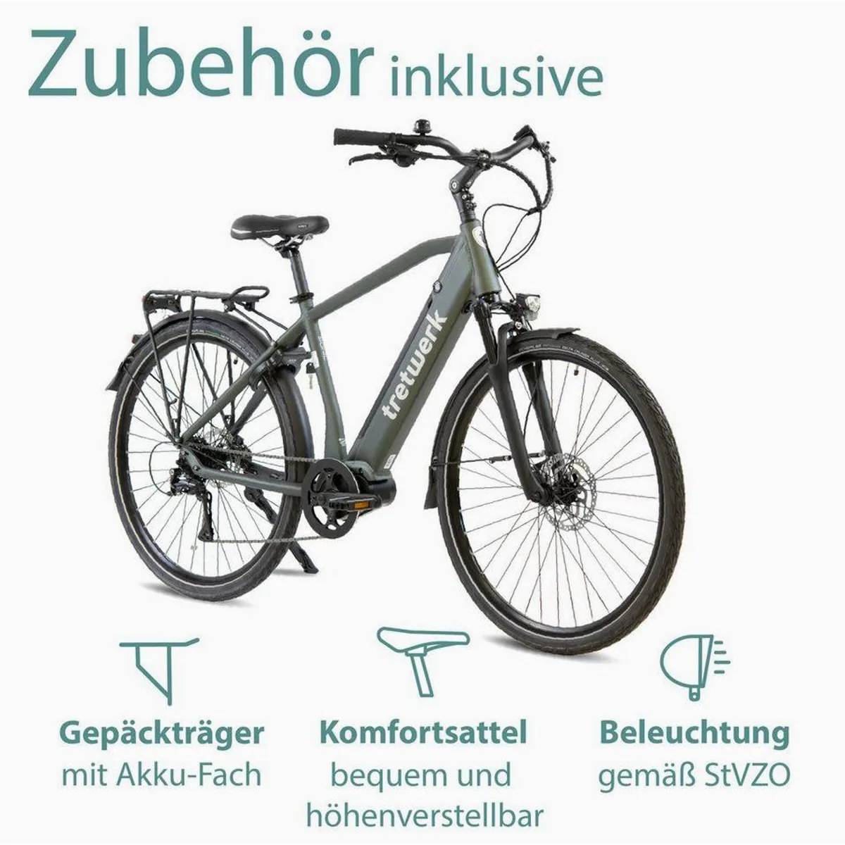 Tretwerk Sonic E-Bike Trekkingrad, 8-Gang Shimano Acera, 522 Wh Akku — komfortabel, leistungsstark, vielseitig 4