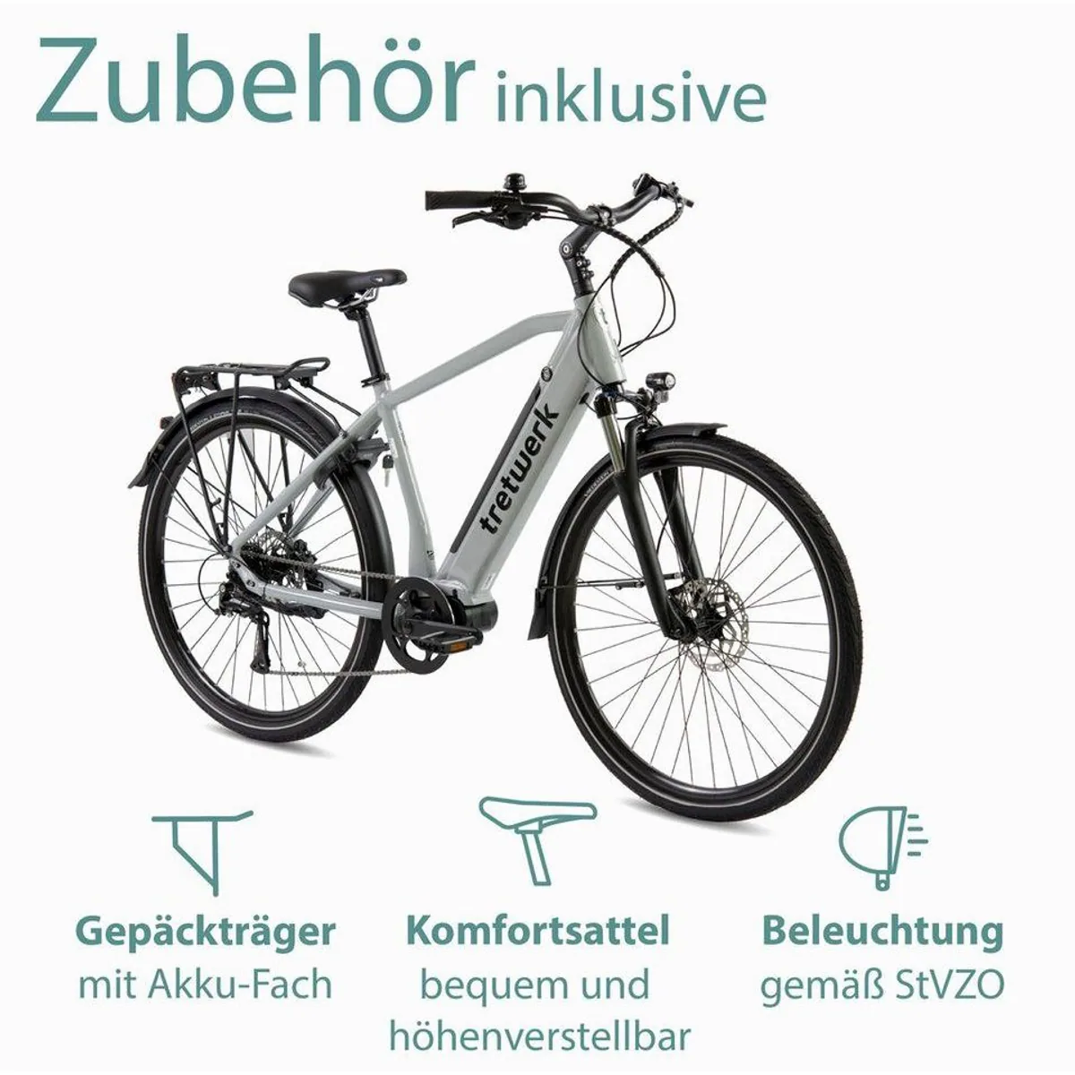 Tretwerk E-Bike Trekkingrad Sonic, leistungsstarker Mittelmotor, 8-Gang Shimano Schaltung 4