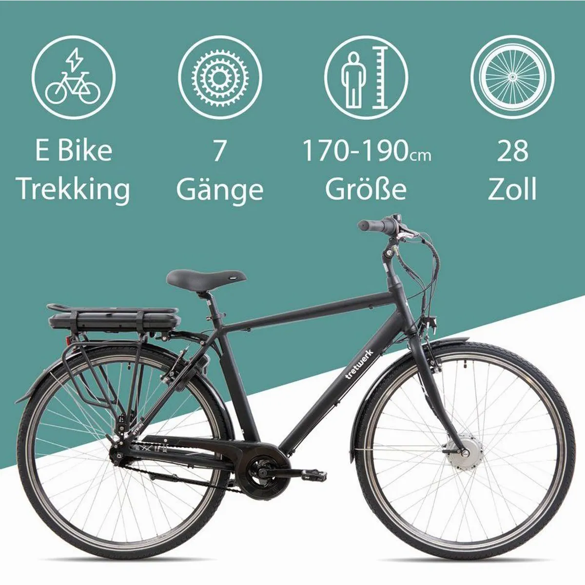 Tretwerk E-Bike Trekkingrad Mystic, 7 Gang, 468 Wh, komfortabel & vielseitig 5