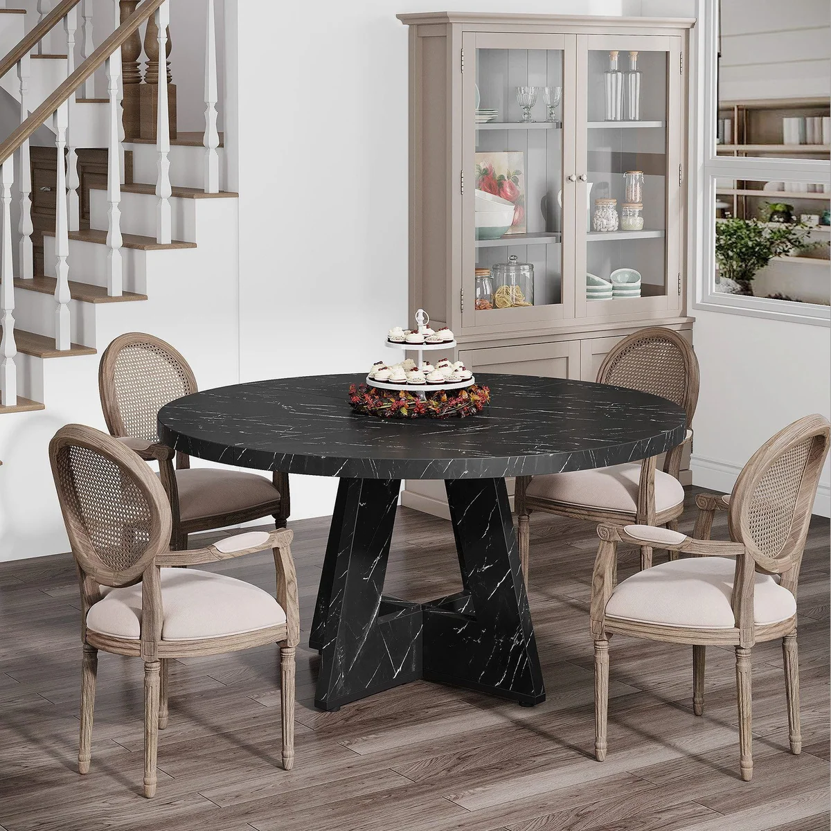 Tribesigns Runder Esstisch, 120 cm Durchmesser, stilvolles Design für Esszimmer und Wohnzimmer 3