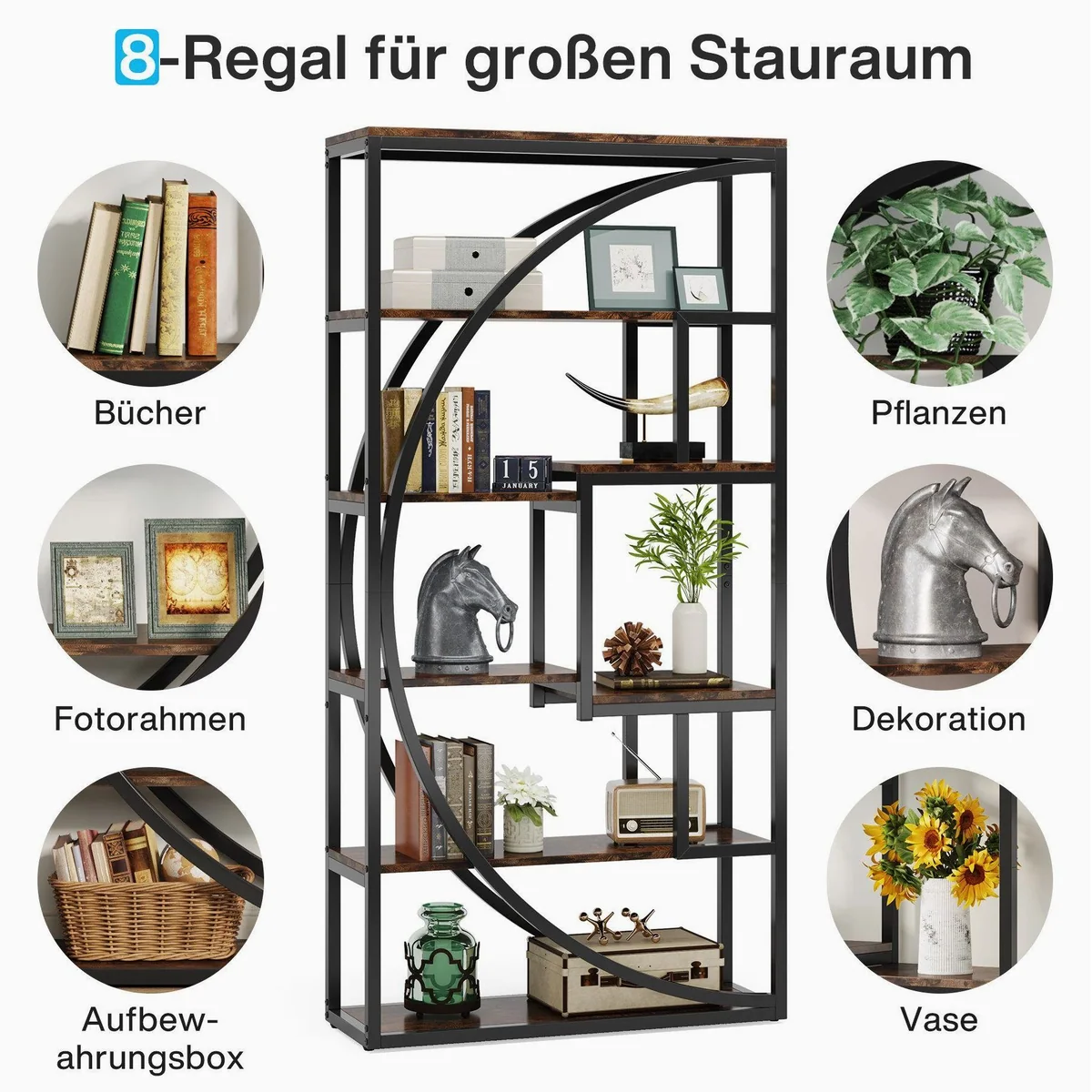 Tribesigns 5-stöckiges Regal, industrielles Design, langlebig und vielseitig 5
