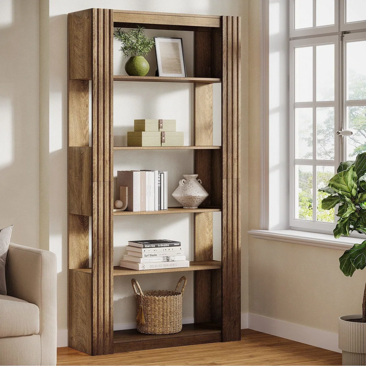 Tribesigns Bücherregal 180 cm hoch, 5 Ebenen für offene Ablageflächen
