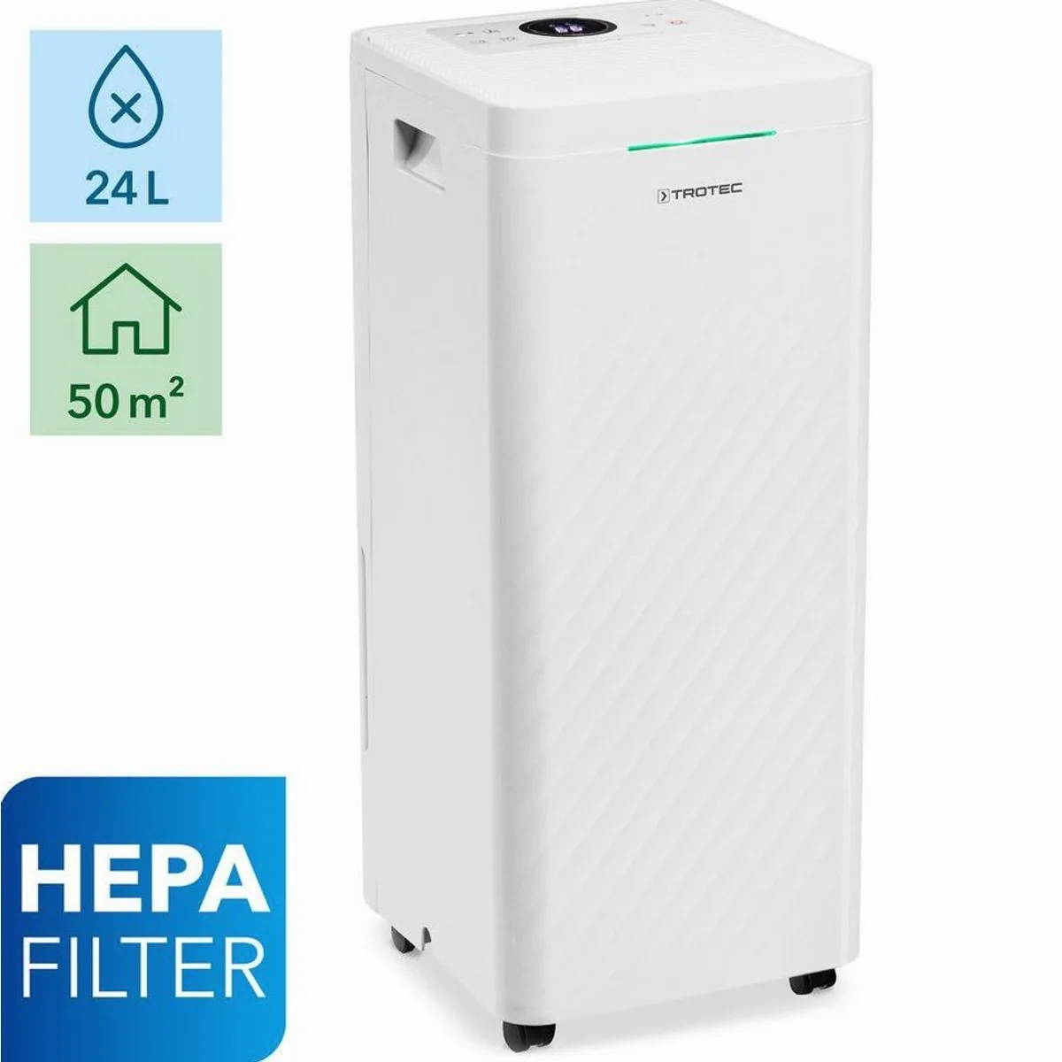 TROTEC TTK 64 HEPA Luftentfeuchter, Hygrostatgesteuerte Automatik, 95% HEPA-Filtereffizienz