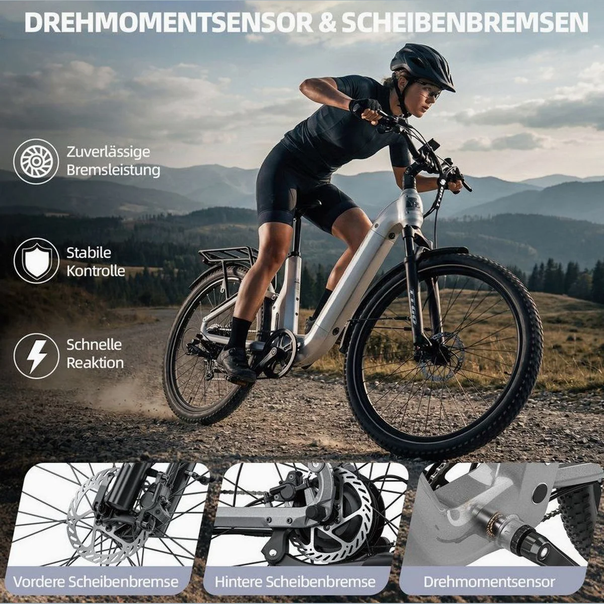 TTGO SUV E-Bike Cityrad, 28 Zoll, 720 Wh Akku, Vollfederung, 7-Gang Shimano 3