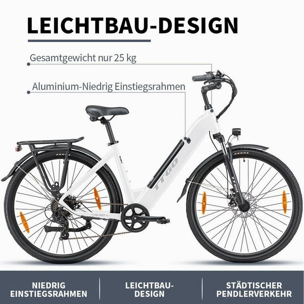 TTGO HZ-28TS E-Bike, Aluminium-Tiefrahmen, 720 Wh Akku, 28 Zoll 4