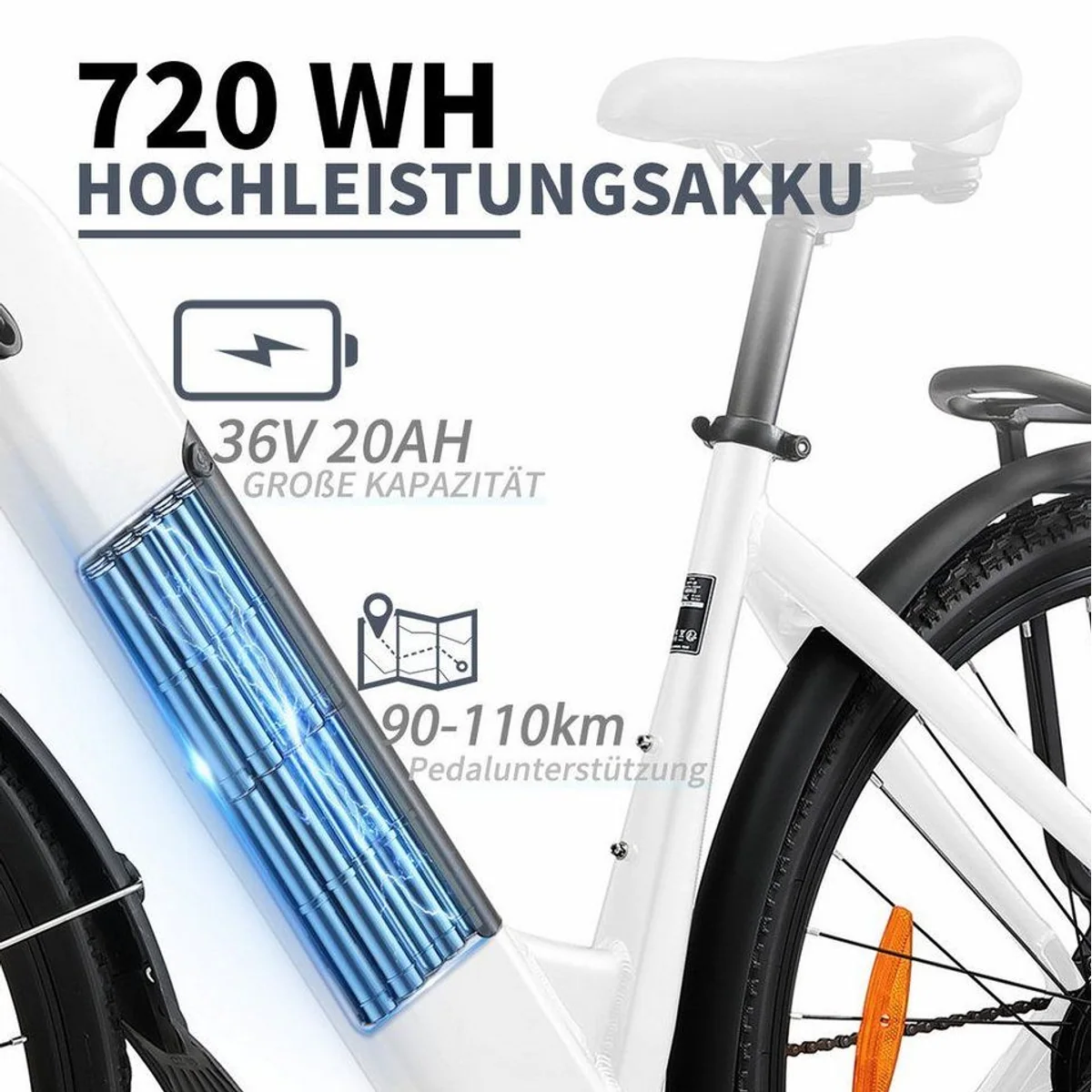 TTGO HZ-28TS E-Bike, Aluminium-Tiefrahmen, 720 Wh Akku, 28 Zoll 5