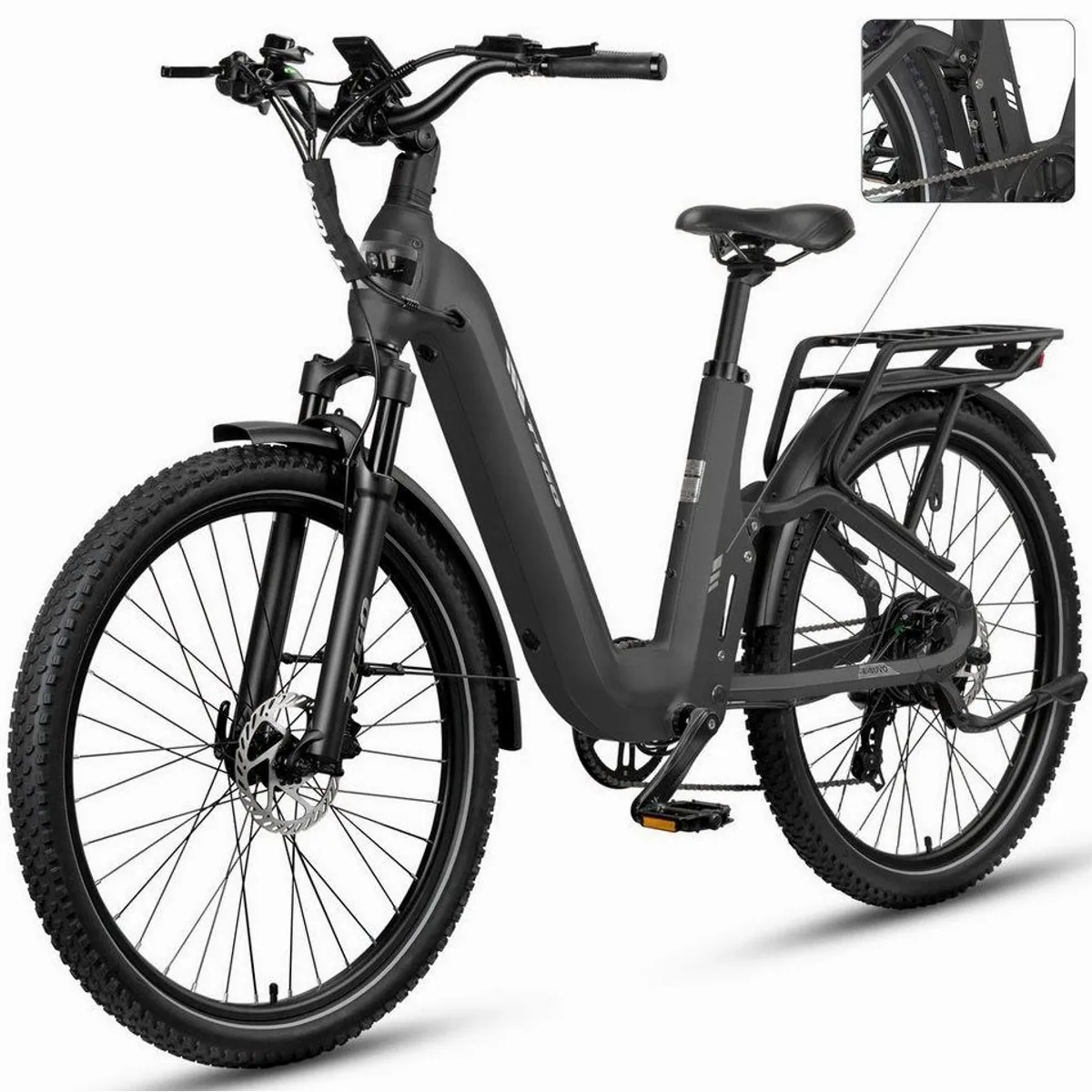 TTGO E-Bike Cityrad 28 Zoll, vollgefederte, komfortable Fahrt, 120 km Reichweite
