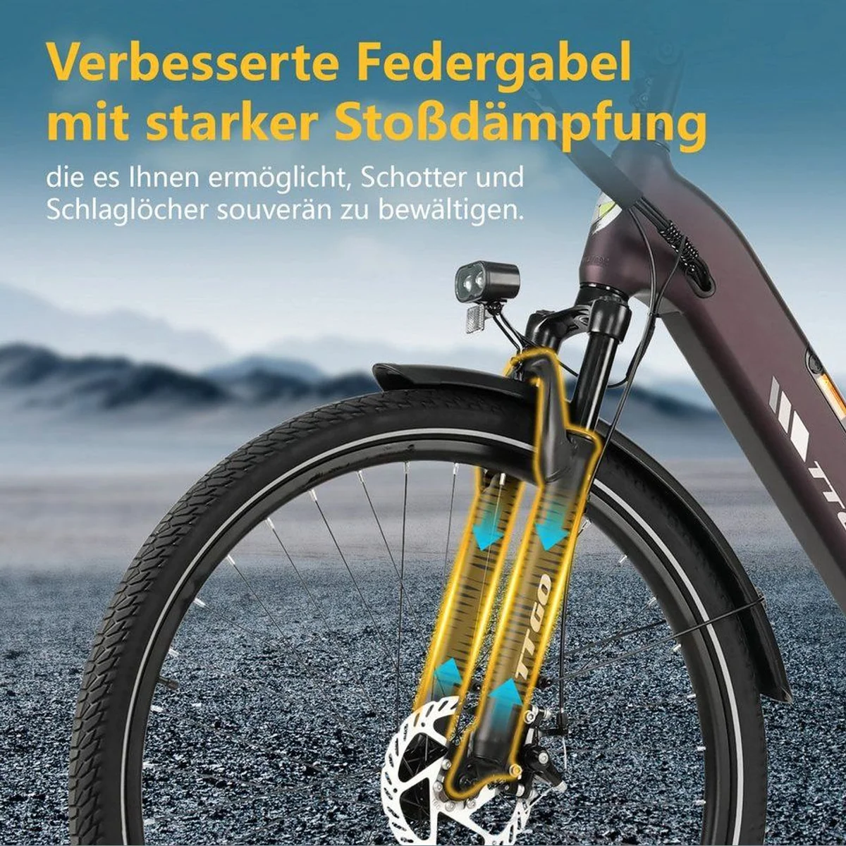 TTGO E-Bike Cityrad, 28 Zoll, 120 km Reichweite, 7-Gang Shimano 3
