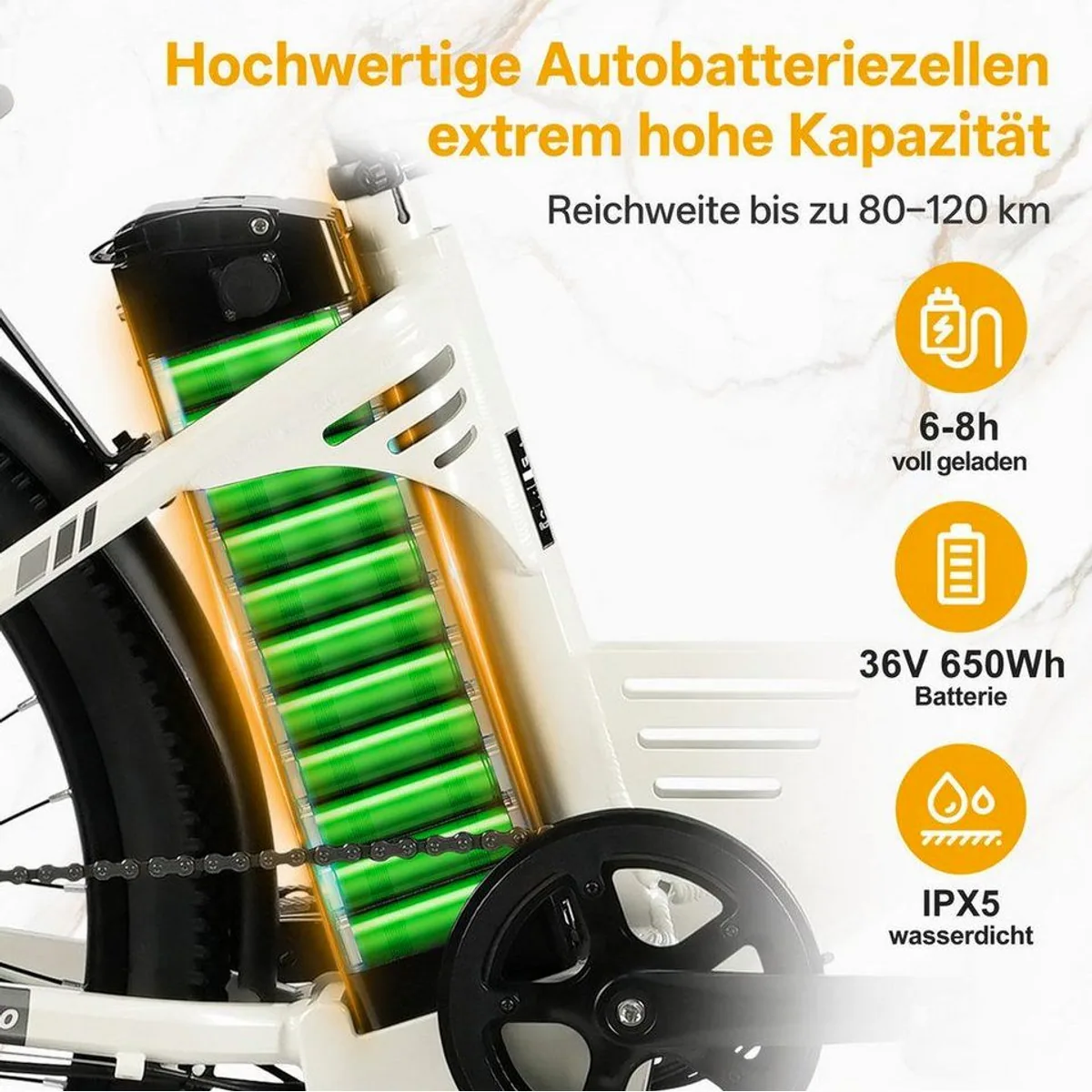 TTGO E-Bike Cityrad 26 Zoll, 5 Unterstützungsstufen, 80-120 km Reichweite 2